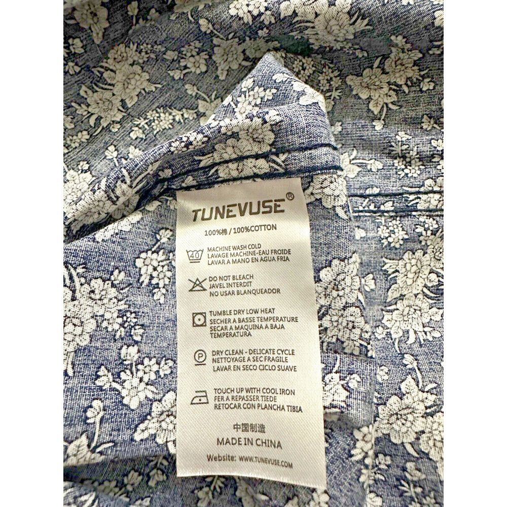 TUNEVUSE Mens Button Down Short Sleeve 3XL Reg Fit Floral Navy - Picture 8 of 8